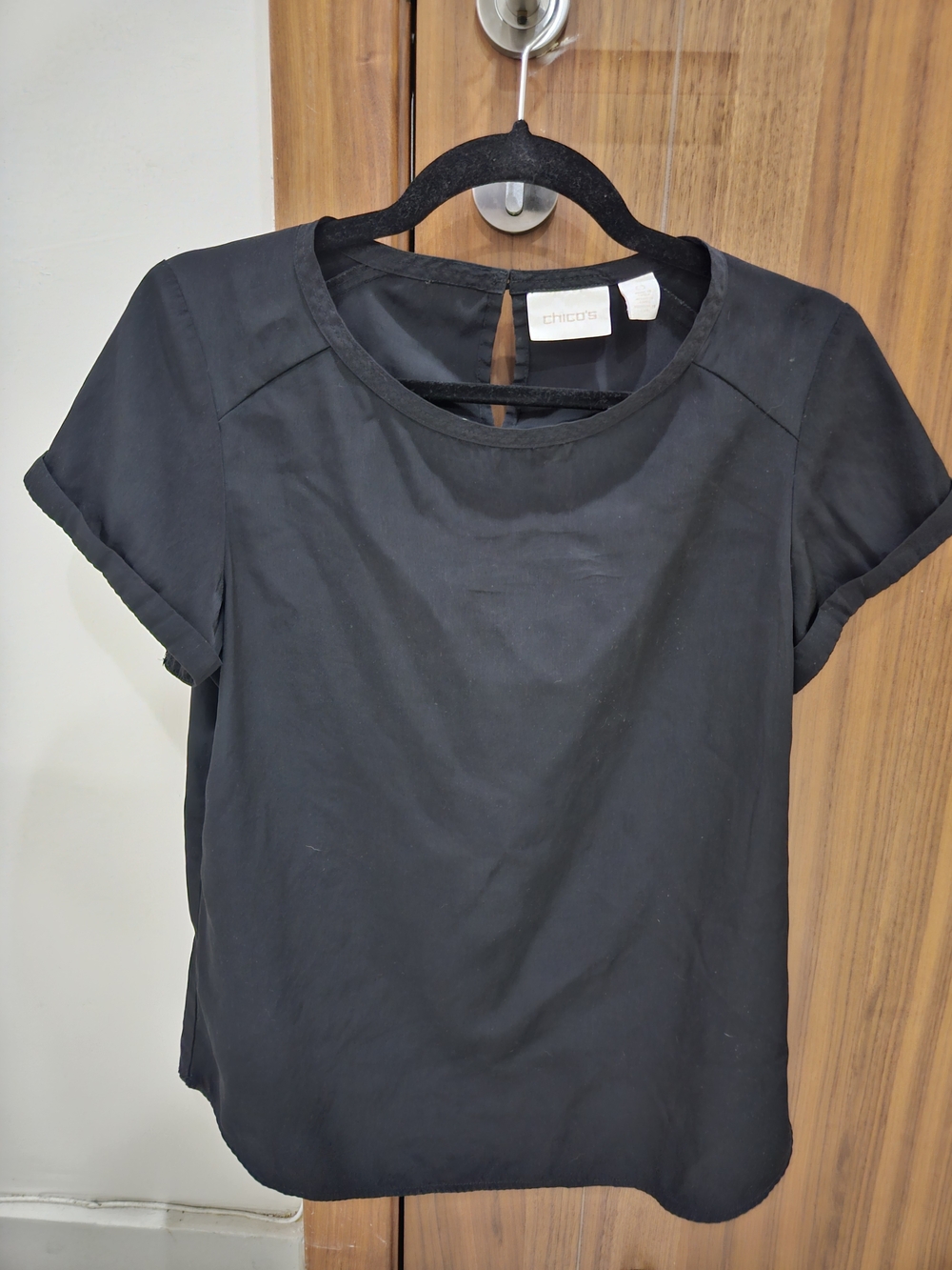 Chico's Black Short Sleeve Blouse